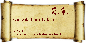 Racsek Henrietta névjegykártya